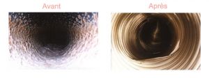 Avant/après un nettoyage de conduit de ventilation